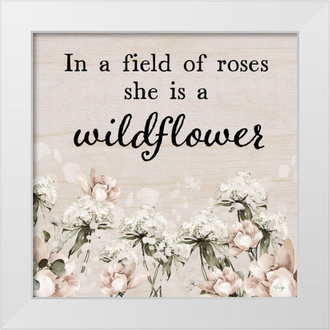 She is a Wildflower White Modern Wood Framed Art Print by Yass Naffas Designs