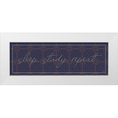Sleep-Study-Repeat White Modern Wood Framed Art Print by Yass Naffas Designs