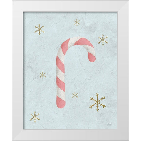 Candy Cane Love White Modern Wood Framed Art Print by Yass Naffas Designs