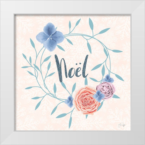 Pastel Noel Wreath White Modern Wood Framed Art Print by Yass Naffas Designs