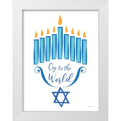 Oy to the World White Modern Wood Framed Art Print by Yass Naffas Designs