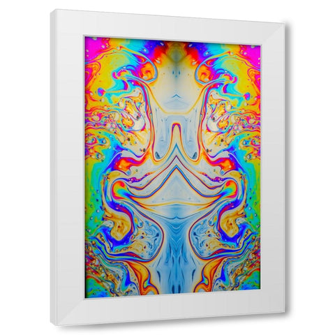 Abstract pattern of refracted light in soap bubble White Modern Wood Framed Art Print by Jones, Adam