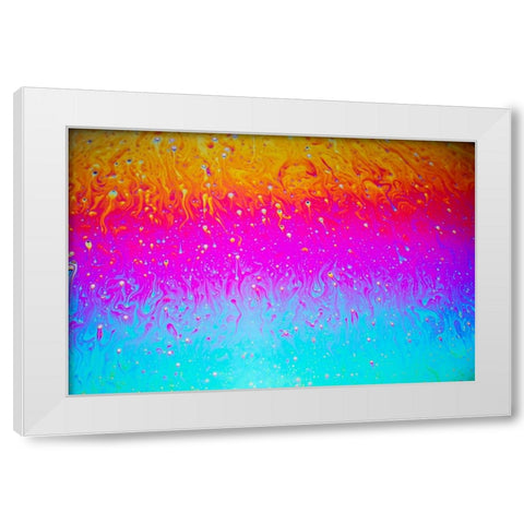 Abstract pattern of refracted light in soap bubble White Modern Wood Framed Art Print by Jones, Adam