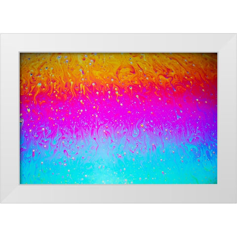 Abstract pattern of refracted light in soap bubble White Modern Wood Framed Art Print by Jones, Adam