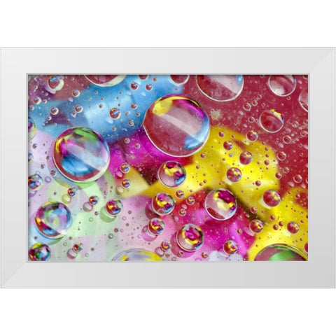 Abstract of bubbles of color White Modern Wood Framed Art Print by Rotenberg, Nancy