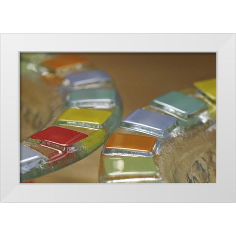 USA Colorful hand-made dish made of fused glass White Modern Wood Framed Art Print by Terrill, Steve