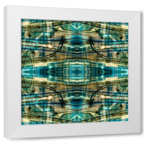 Turquoise-black and bronze metallic abstract White Modern Wood Framed Art Print by Jaynes Gallery