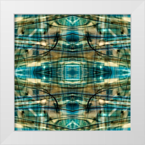 Turquoise-black and bronze metallic abstract White Modern Wood Framed Art Print by Jaynes Gallery