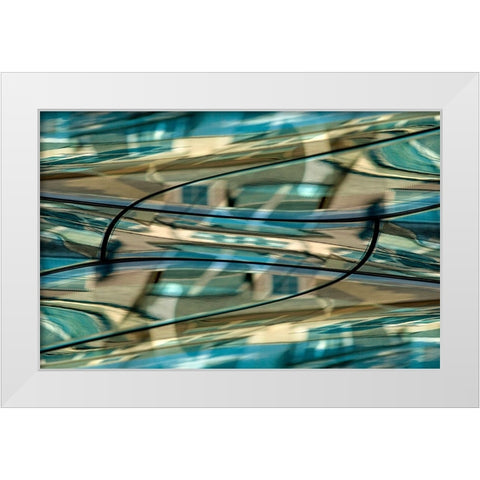 Turquoise-black and bronze metallic abstract White Modern Wood Framed Art Print by Jaynes Gallery