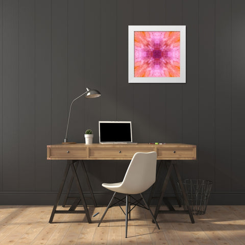 Pink and orange abstract White Modern Wood Framed Art Print by Jaynes Gallery