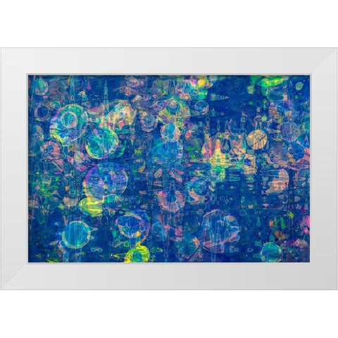 Abstract Blue Circles White Modern Wood Framed Art Print by Engelbrecht, Lisa S.