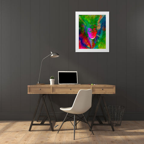 Abstract of meditating human face White Modern Wood Framed Art Print by Zuckerman, Jim
