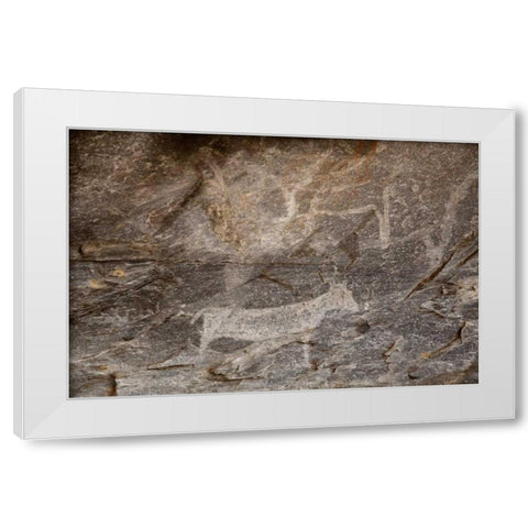 Africa, Botswana, Tsodilo Hills Bushman rock art White Modern Wood Framed Art Print by Kaveney, Wendy