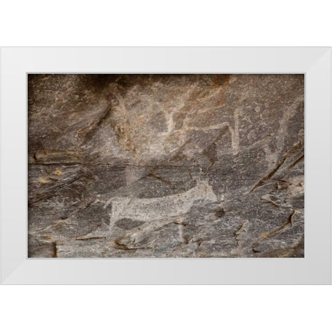 Africa, Botswana, Tsodilo Hills Bushman rock art White Modern Wood Framed Art Print by Kaveney, Wendy