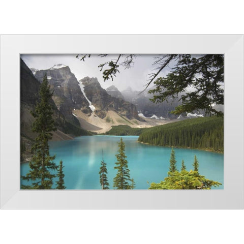 Canada, Alberta, Banff NP View of Moraine Lake White Modern Wood Framed Art Print by Paulson, Don