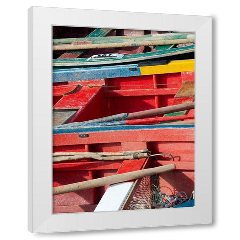 Harbor with traditional colorful fishing boats Town Ponta do Sol-Island Santo Antao-Cape Verde White Modern Wood Framed Art Print by Zwick, Martin