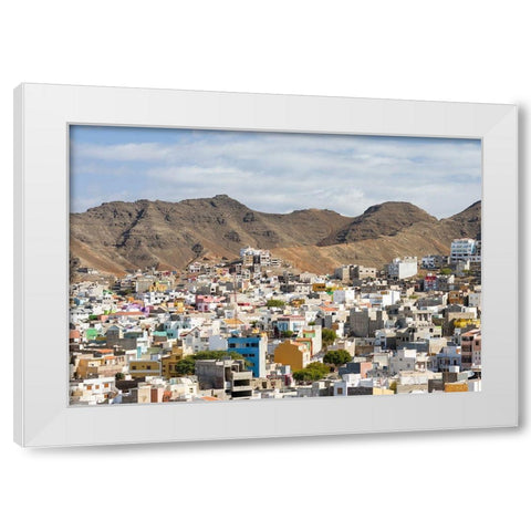 City view City Mindelo-a seaport on the island Sao Vicente-Cape Verde Africa White Modern Wood Framed Art Print by Zwick, Martin