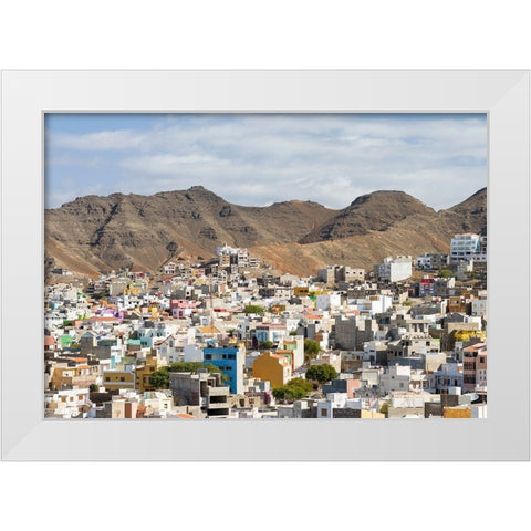 City view City Mindelo-a seaport on the island Sao Vicente-Cape Verde Africa White Modern Wood Framed Art Print by Zwick, Martin