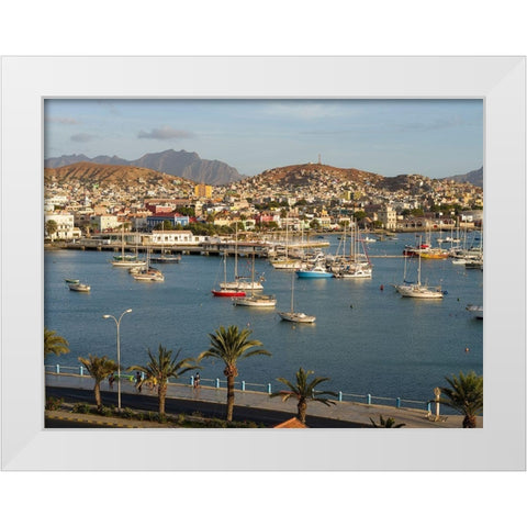 City Mindelo-a seaport on the island Sao Vicente-Cape Verde Africa White Modern Wood Framed Art Print by Zwick, Martin