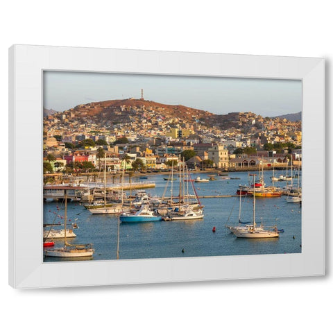 City Mindelo-a seaport on the island Sao Vicente-Cape Verde Africa White Modern Wood Framed Art Print by Zwick, Martin