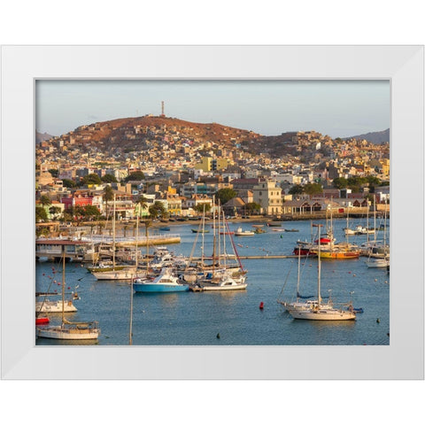 City Mindelo-a seaport on the island Sao Vicente-Cape Verde Africa White Modern Wood Framed Art Print by Zwick, Martin