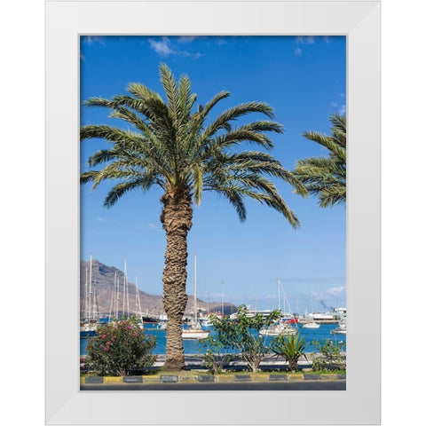 View of Marina and Porto Grande City Mindelo-a seaport on the island Sao Vicente-Cape Verde Africa White Modern Wood Framed Art Print by Zwick, Martin