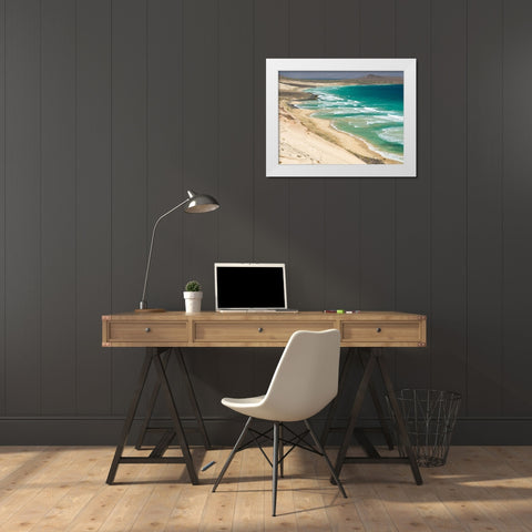 Coastal landscape near Calhau Island Sao Vicente-Cape Verde White Modern Wood Framed Art Print by Zwick, Martin