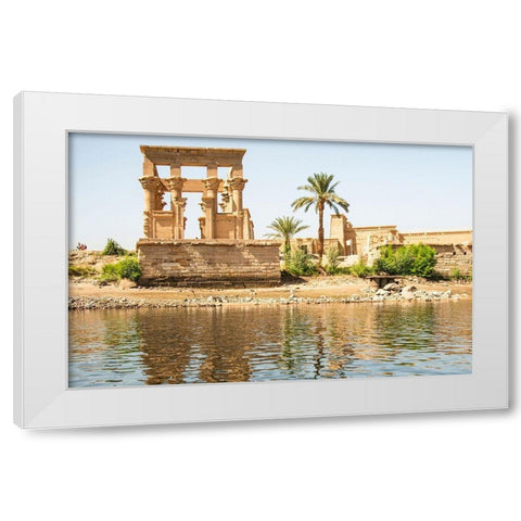 Upper Egypt-Aswan between the two dams-Philae Temple of Isis-Trajans Kiosk-aka The Hypaethral Temple White Modern Wood Framed Art Print by Jones, Alison