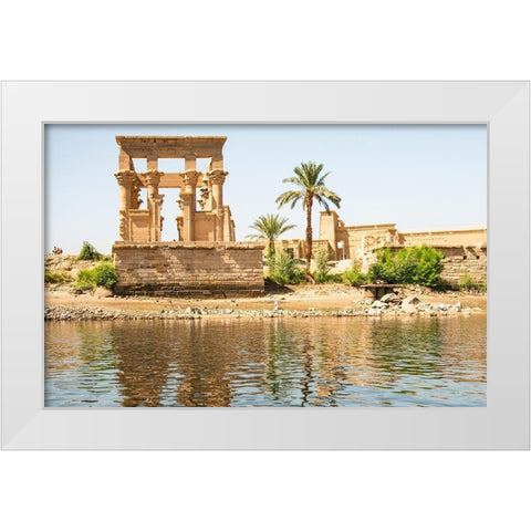 Upper Egypt-Aswan between the two dams-Philae Temple of Isis-Trajans Kiosk-aka The Hypaethral Temple White Modern Wood Framed Art Print by Jones, Alison