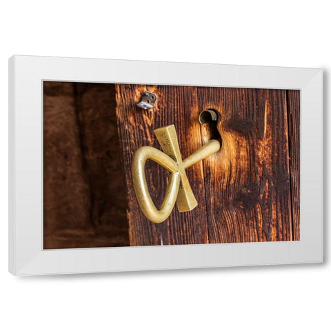 Africa-Egypt-Abu Simbel A key to a temple door in the shape of an Ankh White Modern Wood Framed Art Print by Wilson, Emily