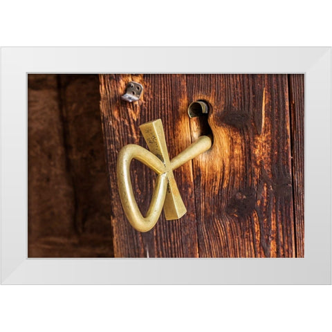 Africa-Egypt-Abu Simbel A key to a temple door in the shape of an Ankh White Modern Wood Framed Art Print by Wilson, Emily