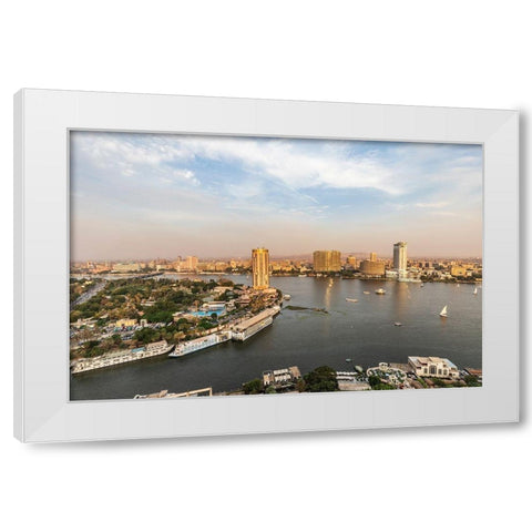 Africa-Egypt Cairo View of downtown Cairo and the Nile River White Modern Wood Framed Art Print by Wilson, Emily