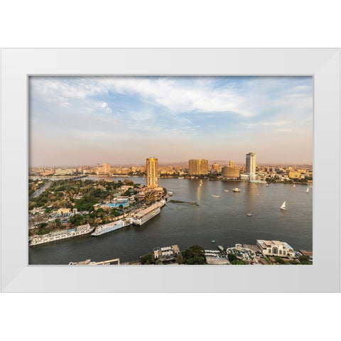 Africa-Egypt Cairo View of downtown Cairo and the Nile River White Modern Wood Framed Art Print by Wilson, Emily