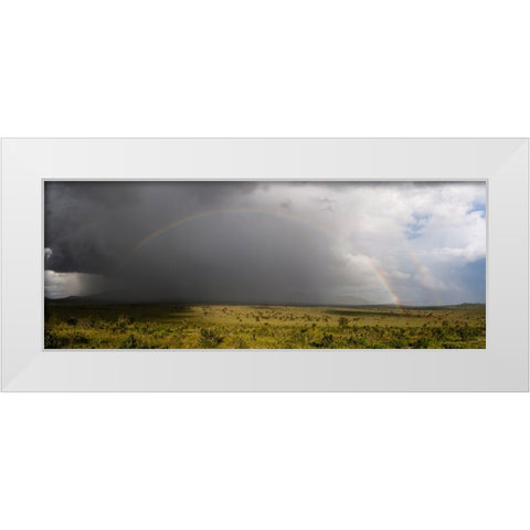 A rainbow over the savannah-Tsavo-Kenya White Modern Wood Framed Art Print by Pitamitz, Sergio