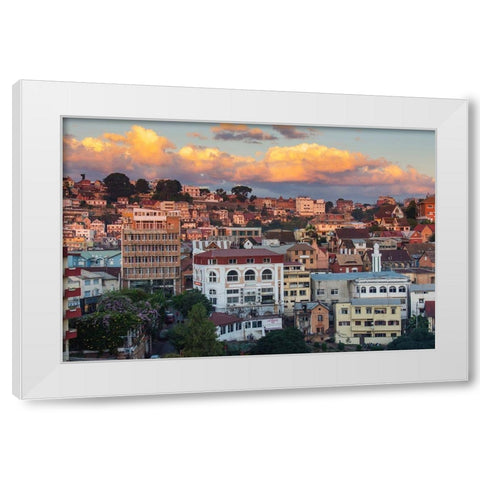 Madagascar-Antananarivo Sunset over the city White Modern Wood Framed Art Print by Hogstrom, Inger