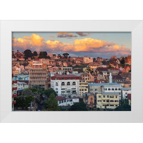 Madagascar-Antananarivo Sunset over the city White Modern Wood Framed Art Print by Hogstrom, Inger