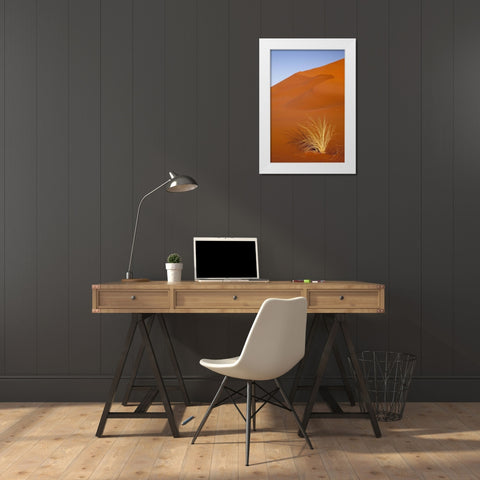 Grass and reddish sand dune, Sossusvlei, Namibia White Modern Wood Framed Art Print by Kaveney, Wendy