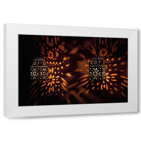 Shadow patterns from lanterns, Etosha NP, Namibia White Modern Wood Framed Art Print by Kaveney, Wendy