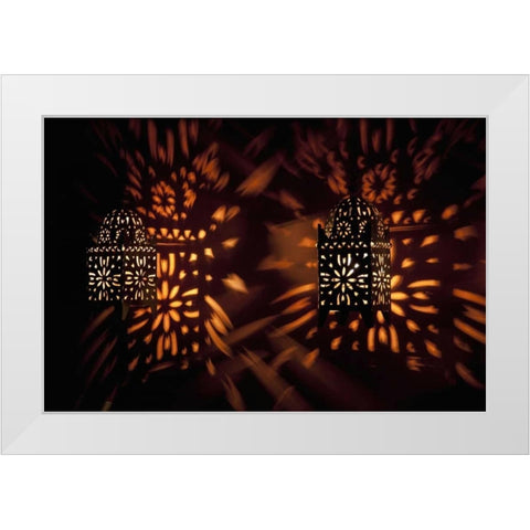 Shadow patterns from lanterns, Etosha NP, Namibia White Modern Wood Framed Art Print by Kaveney, Wendy