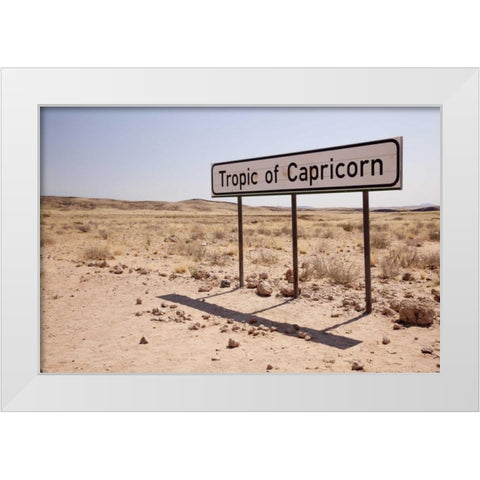 Namibia Sign marks the Tropic of Capricorn White Modern Wood Framed Art Print by Kaveney, Wendy