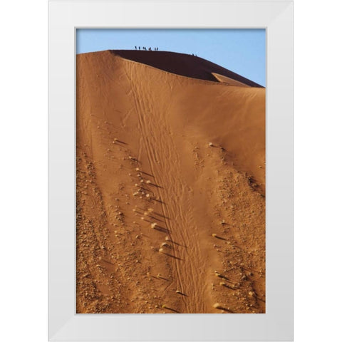 Namibia, Sossusvlei People atop a sand dune White Modern Wood Framed Art Print by Kaveney, Wendy