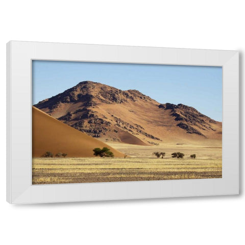 Namibia, Sossusvlei Sand dune and mountain White Modern Wood Framed Art Print by Kaveney, Wendy