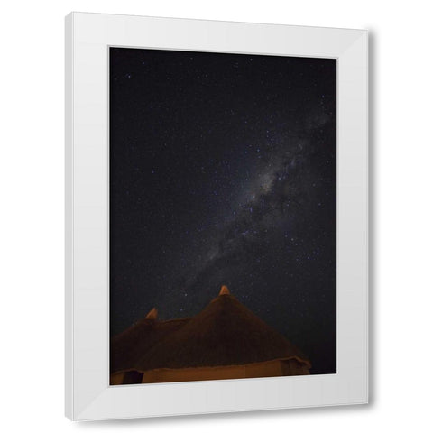 Namibia, Namib Desert, Milky Way above hut White Modern Wood Framed Art Print by Young, Bill