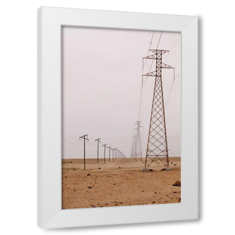 Namibia, Swakopmund Power and telephone lines White Modern Wood Framed Art Print by Kaveney, Wendy