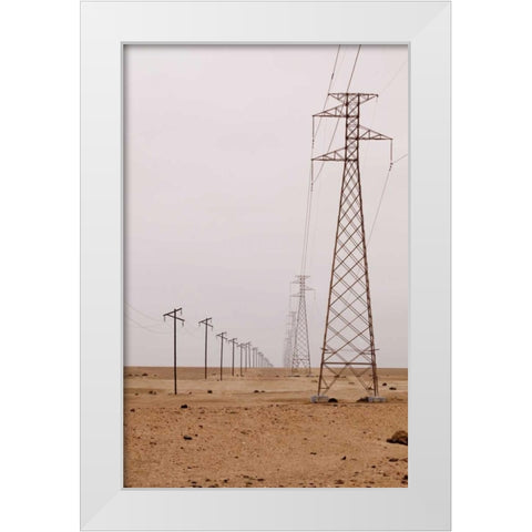 Namibia, Swakopmund Power and telephone lines White Modern Wood Framed Art Print by Kaveney, Wendy