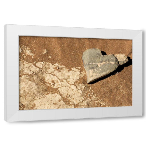 Namibia, Namib-Naukluft Park Heart-shaped rock White Modern Wood Framed Art Print by Kaveney, Wendy