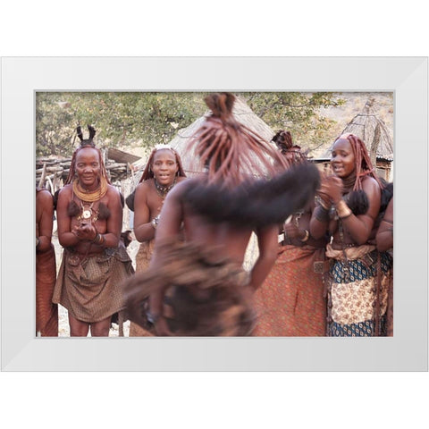Namibia, Opuwo Himba woman during a dance White Modern Wood Framed Art Print by Kaveney, Wendy