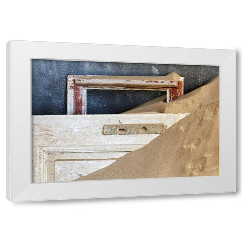Namibia, Kolmanskop Door and window frame White Modern Wood Framed Art Print by Kaveney, Wendy