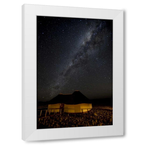 Namibia, Namib-Naukluft Park Hut and Milky Way White Modern Wood Framed Art Print by Kaveney, Wendy
