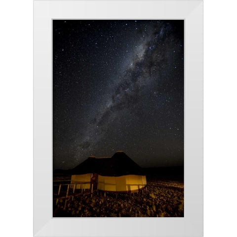 Namibia, Namib-Naukluft Park Hut and Milky Way White Modern Wood Framed Art Print by Kaveney, Wendy